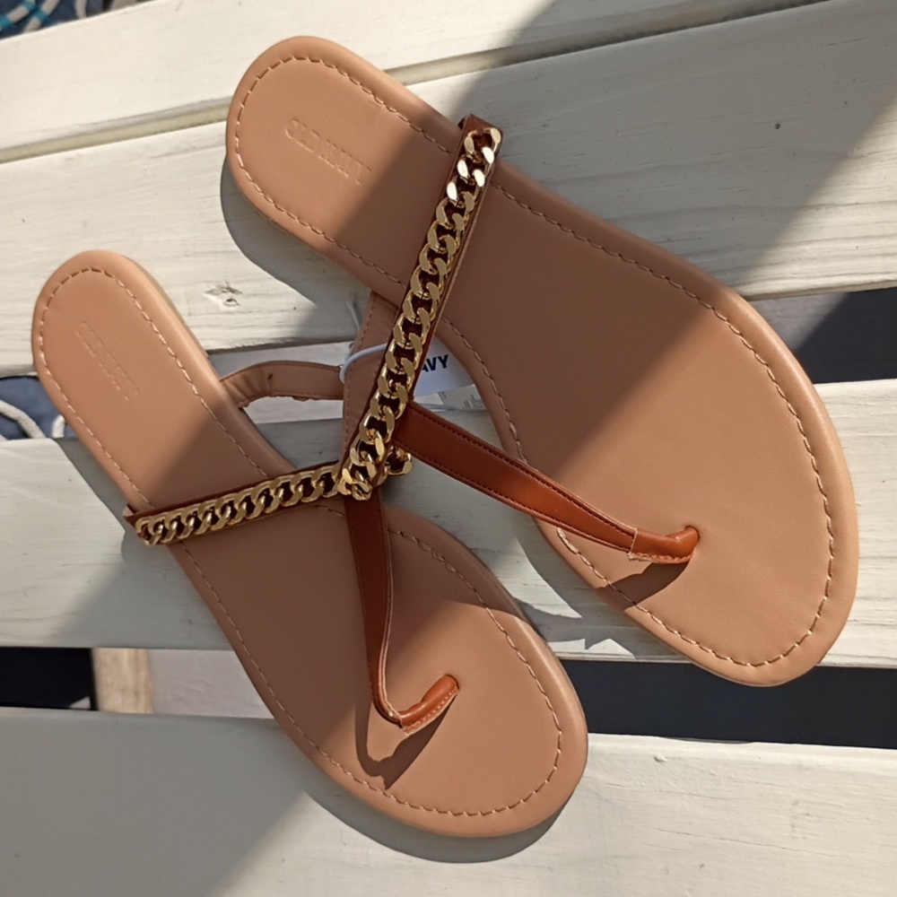 Old Navy Tan Chain Strap Sandals